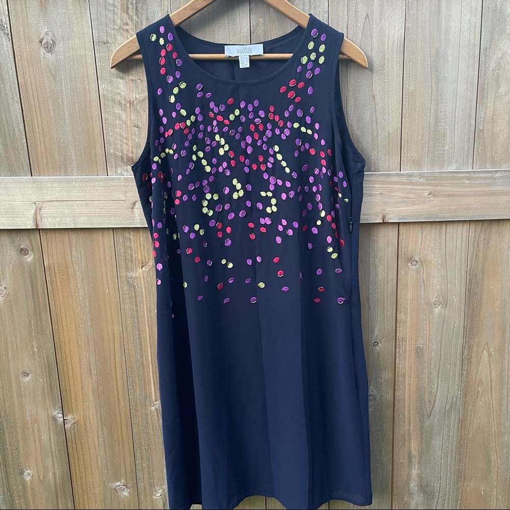 Badgley Mischka Navy Dress with Dots - Picture 4 of 5
